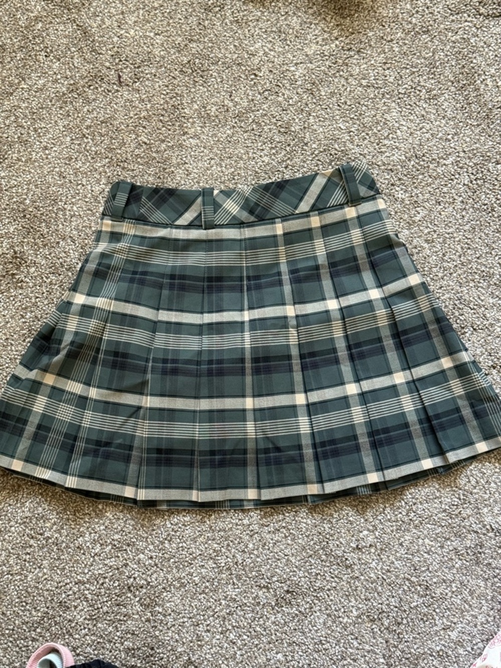 Aritzia Green Plaid Pleated Mini Skirt